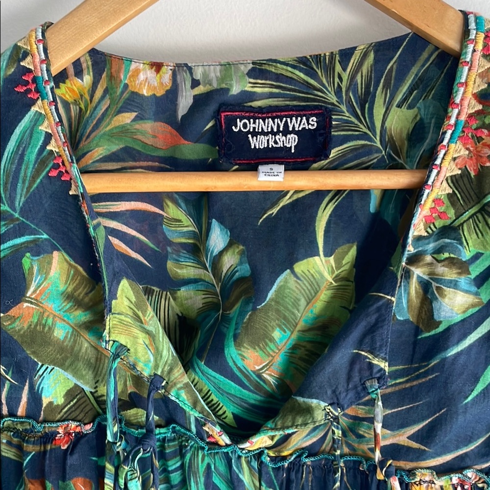 Johnny Was Women's Tropical Print Top - Green Sz Small. - Picture 2 of 10